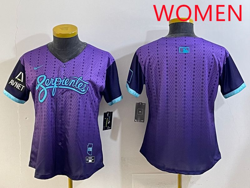 Women 2025 Arizona Diamondback Blank Purple Joint Name Nike MLB Jersey style 1